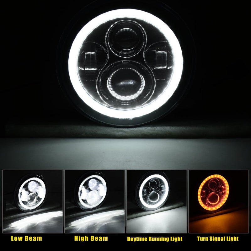 YEEGO DIRECT 7 inch Motorcycle LED Headlight 4.5 inch Fog Passing Lights for Road Kin-g Ultra Clas-sic Elec-tra Street Gli-de Tri Cvo Heri-tage Softail Sli-m De-luxe Fat-boy, DOT Approved (Silver) - Image 3